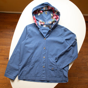 Vintage Chore Coat Hooded Linen and Cotton Blend Size Small