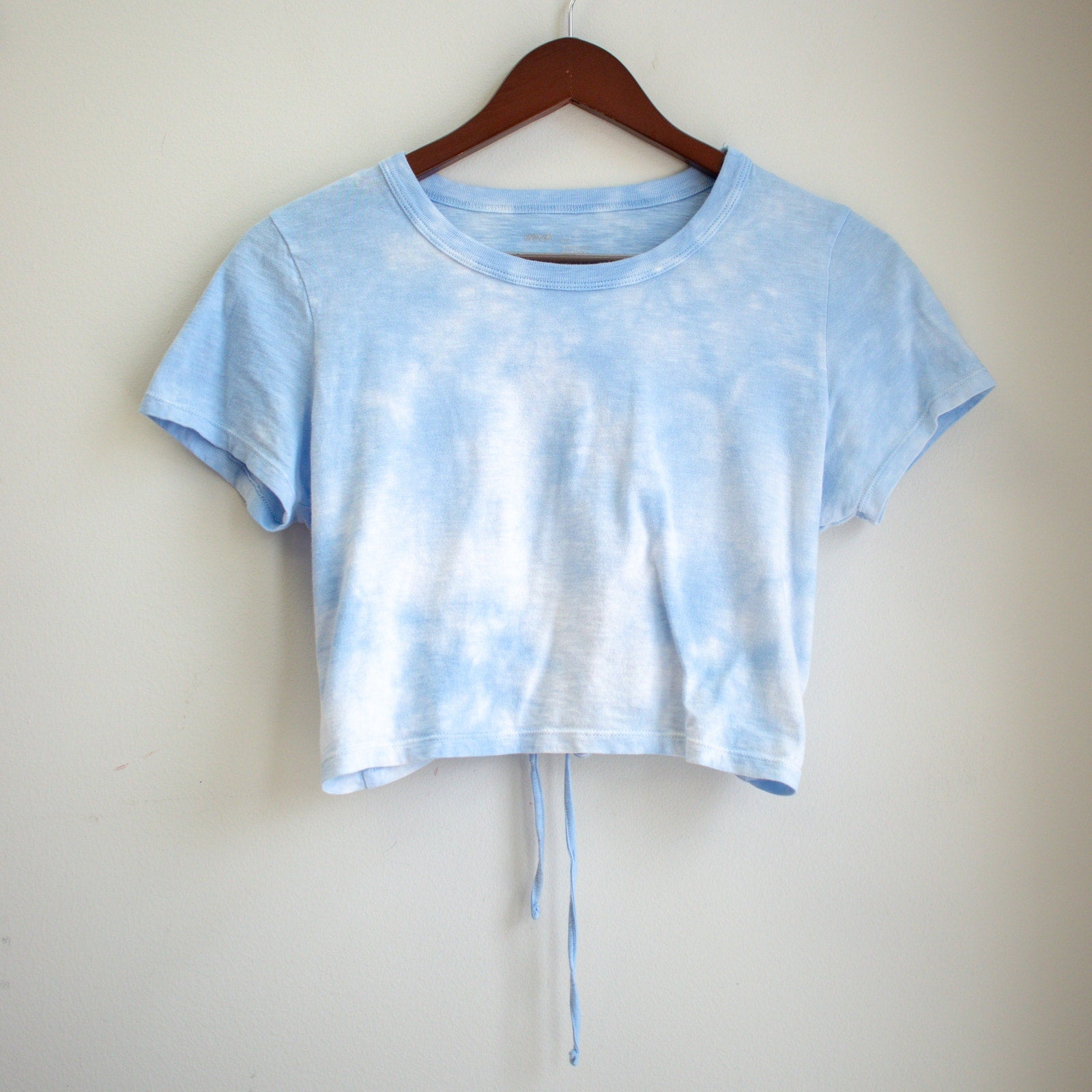 Aerie Cloudy Sky Tie-Dye Cropped Lace-Back Tee Size Petite Small