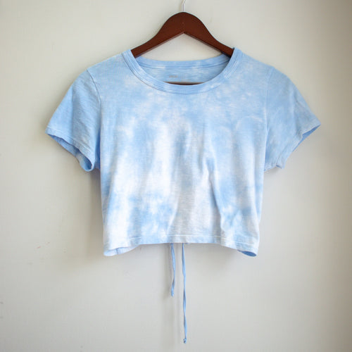 Aerie Cloudy Sky Tie-Dye Cropped Lace-Back Tee Size Petite Small