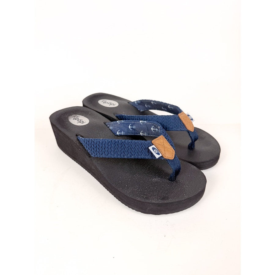 Navy Blue Floopi Wedge Flip Flops Size 5