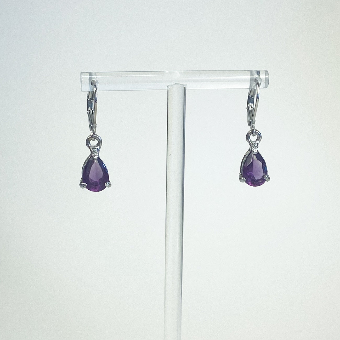 Silver Earrings Amethyst Dangly Sterling Silver Lever Back Earrings Regency Victorian