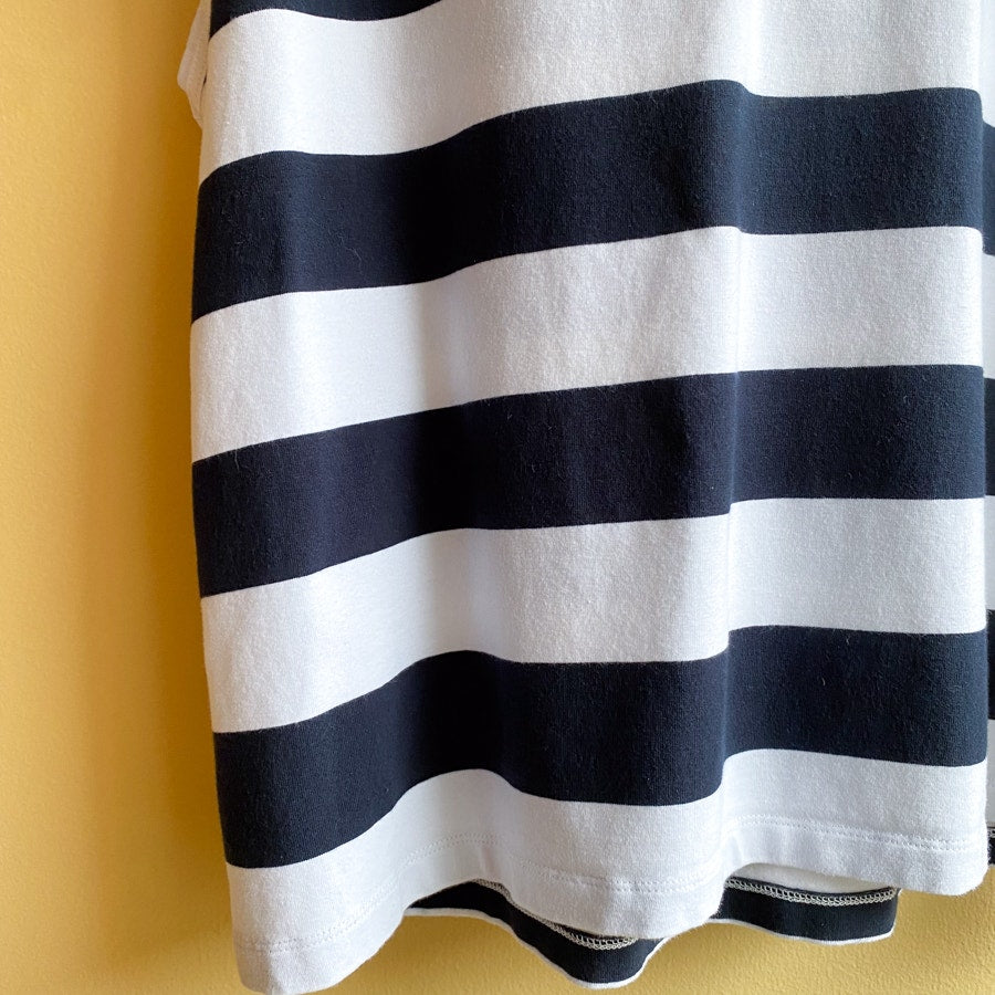 Sleeveless Hooded Nautical Tank Tibi Navy and White Striped Top