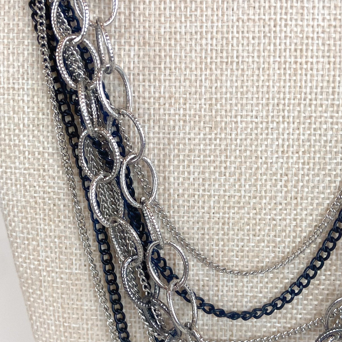 Indie Sleaze Multi-Strand Silver and Black New York and Company Necklace