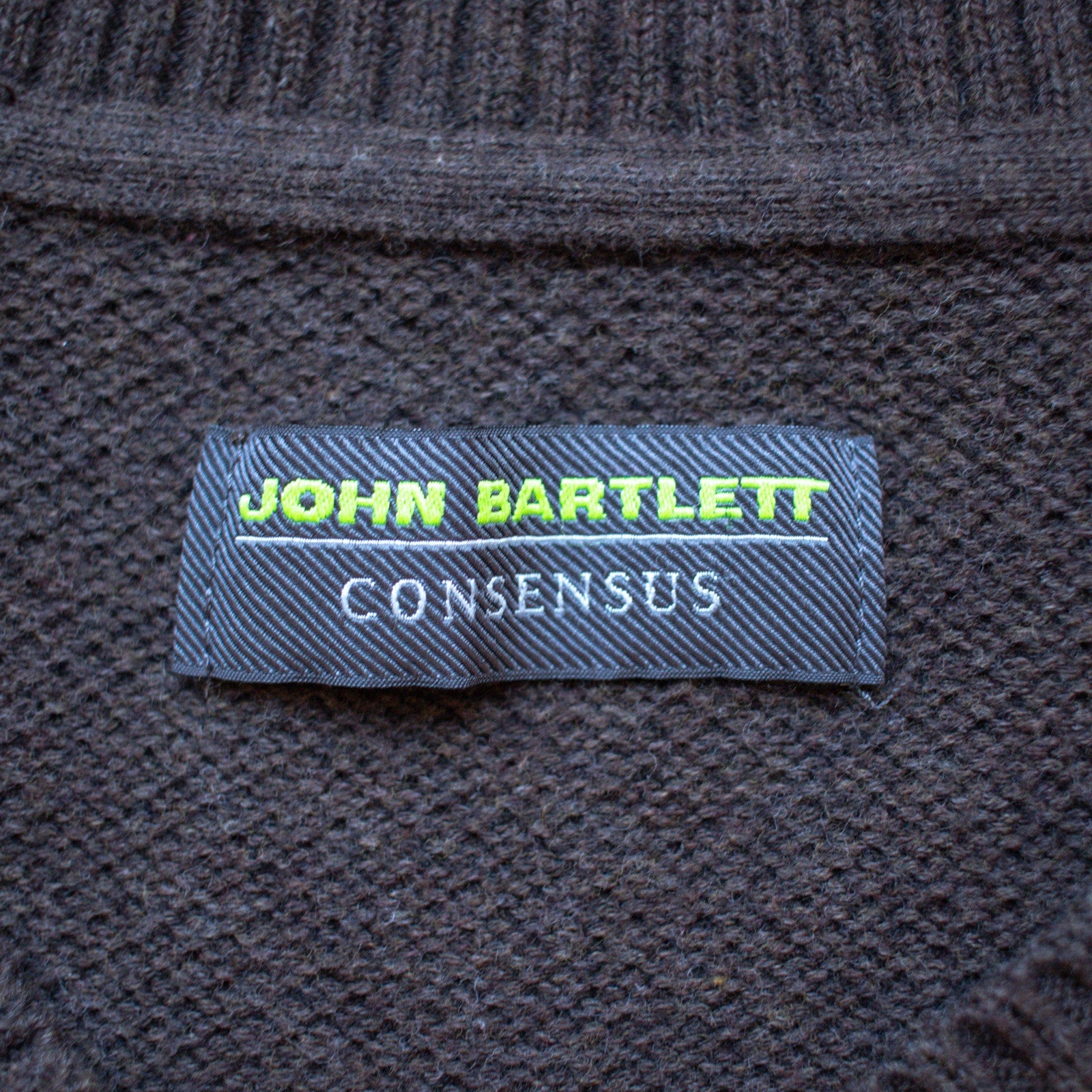 John Bartlett Consensus 100% Cotton Dark Brown V Neck Sweater Size Large