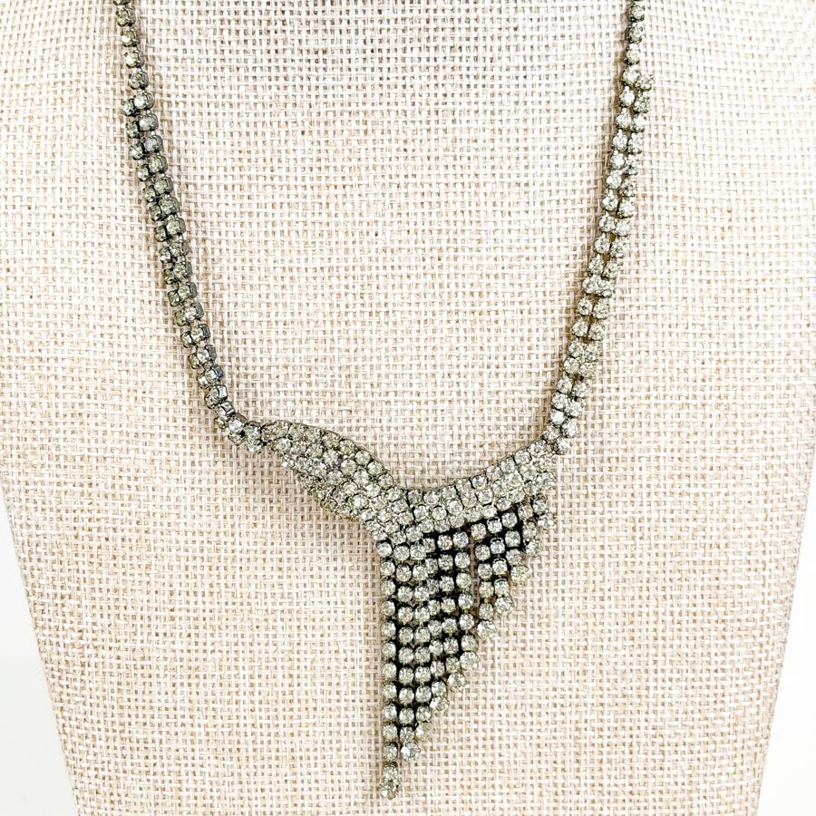 Vintage Rhinestone Fringe Necklace