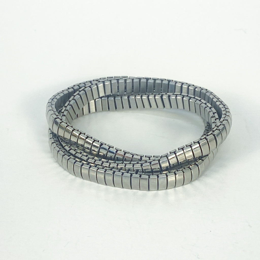 Silver Tone Expansion Band Bracelet