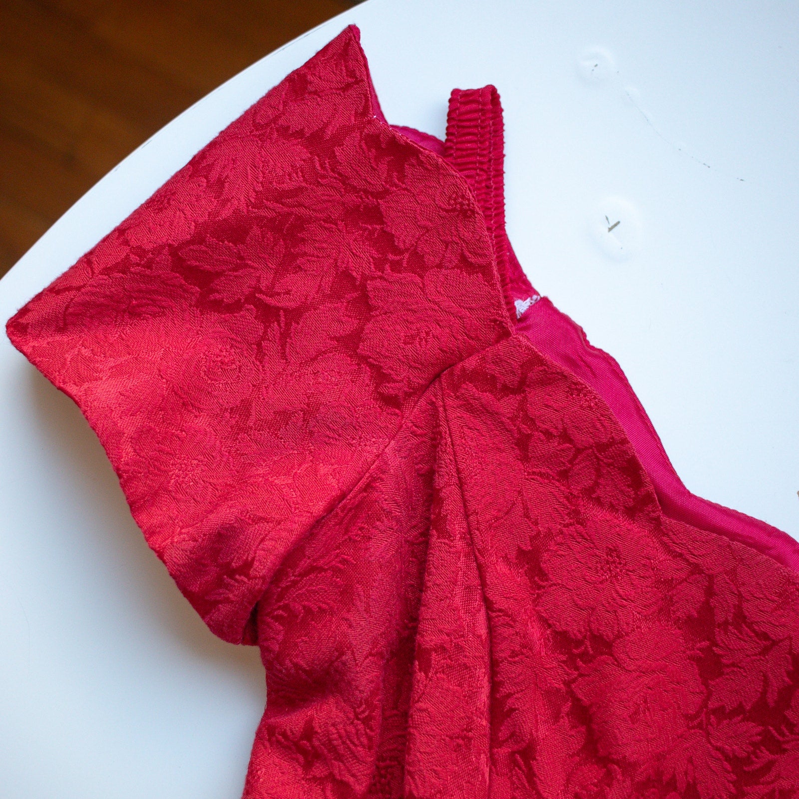 Vintage Red Floral A-Line Knee Length Cocktail Dress Size 5