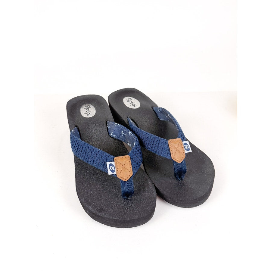 Navy Blue Floopi Wedge Flip Flops Size 5
