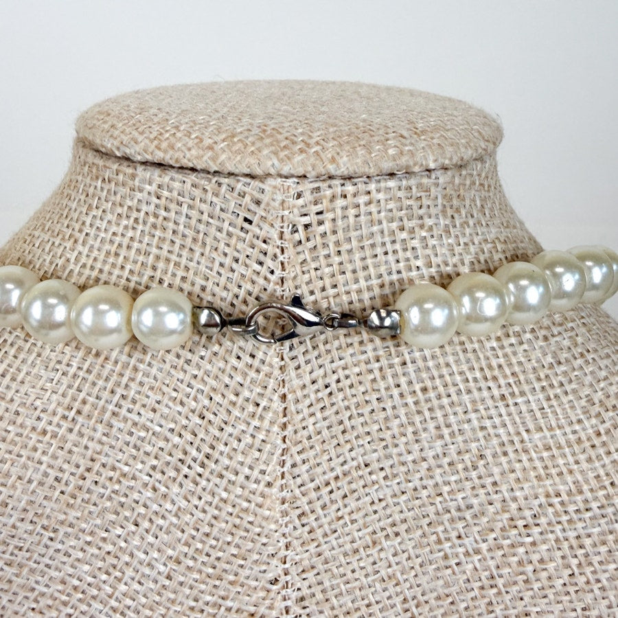 Faux Pearl Beaded Necklace Glass Beads