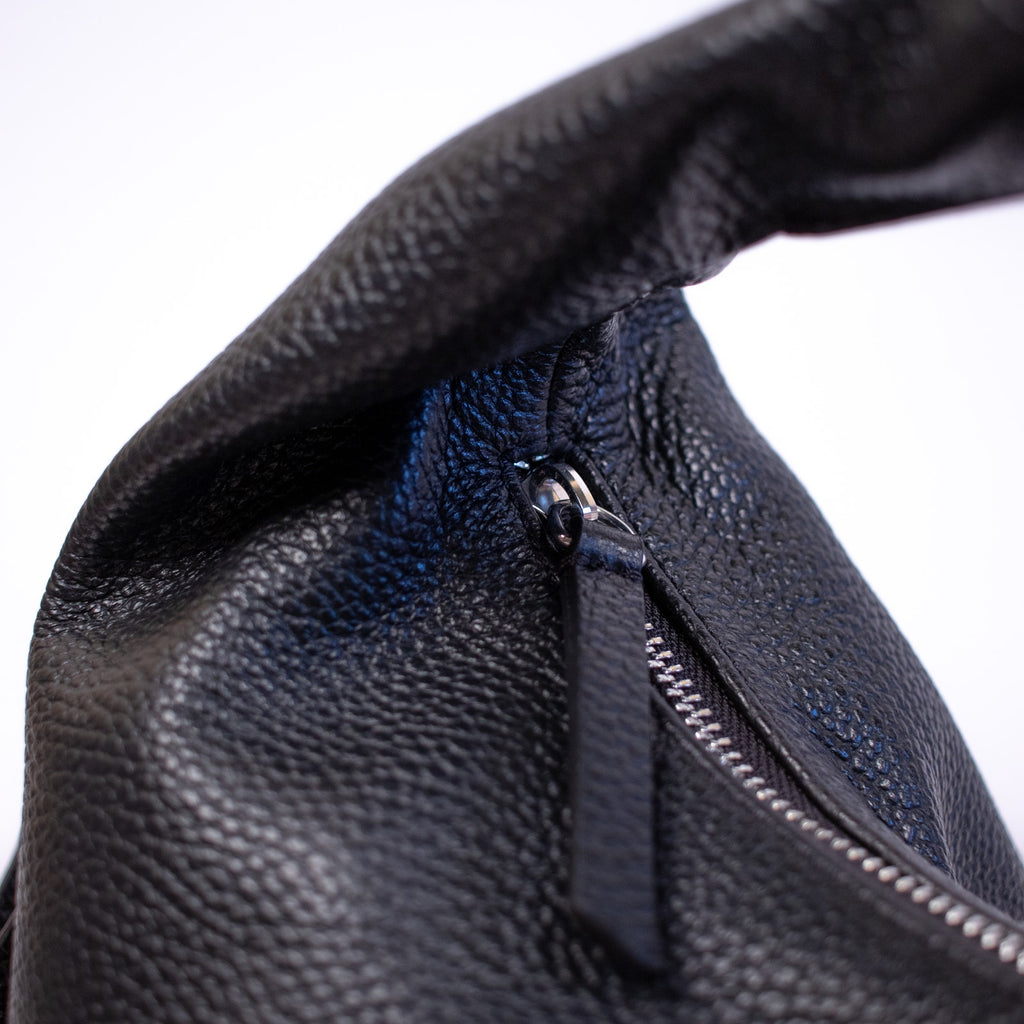 Hyer Goods Black and Silver Leather Everyday Shoulder Bag