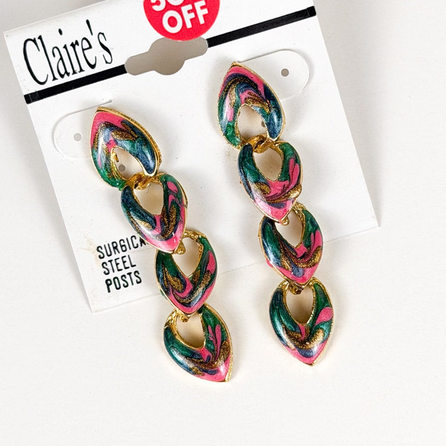 Deadstock Claire's Chunky Enamel Dangly Earrings