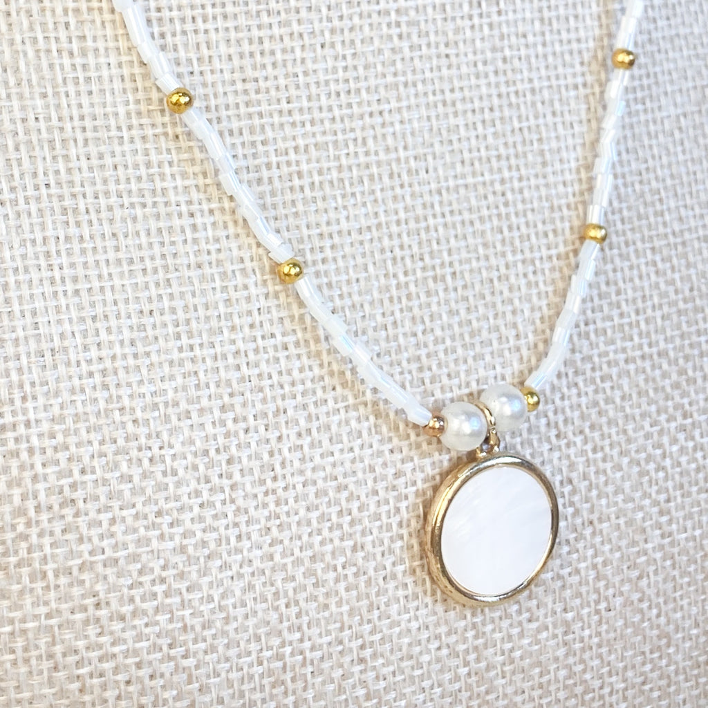Beachy White Shell Bead Necklace