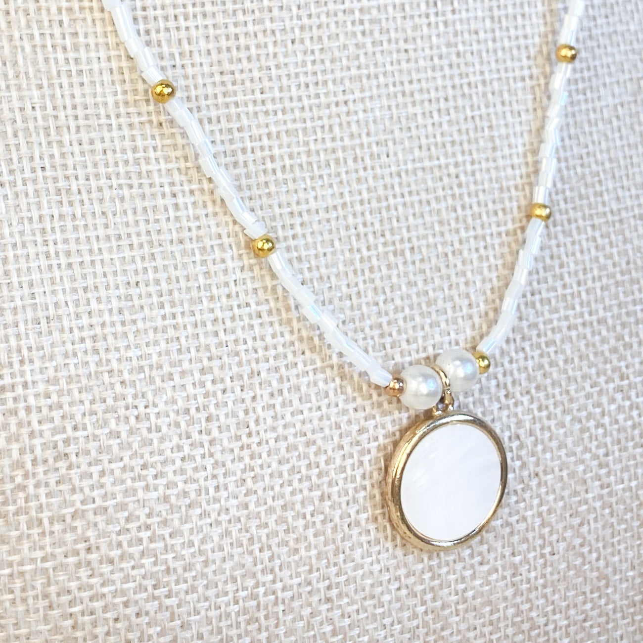 Beachy White Shell Bead Necklace