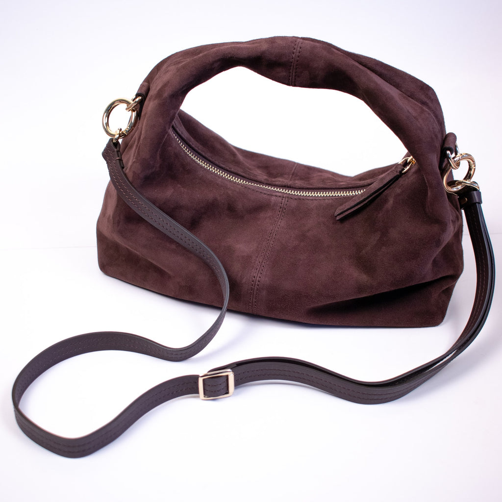 Hyer Goods Chocolate Suede Mini Everyday Shoulder Bag