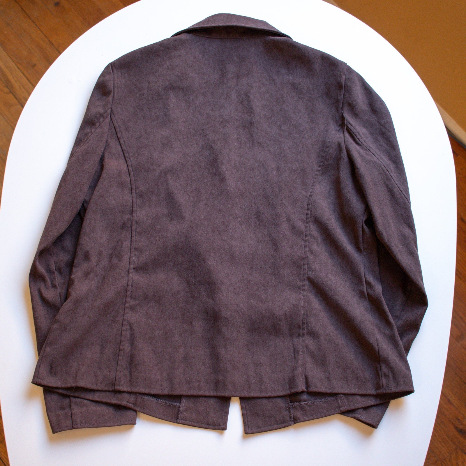 Sag Harbor Stretch Burgundy Suede Collared Blouse Size Medium