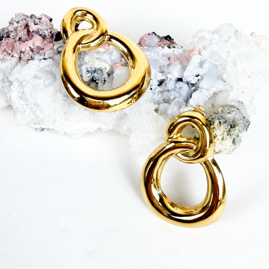 Gold Tone Twisted Post Vintage Classic Earrings