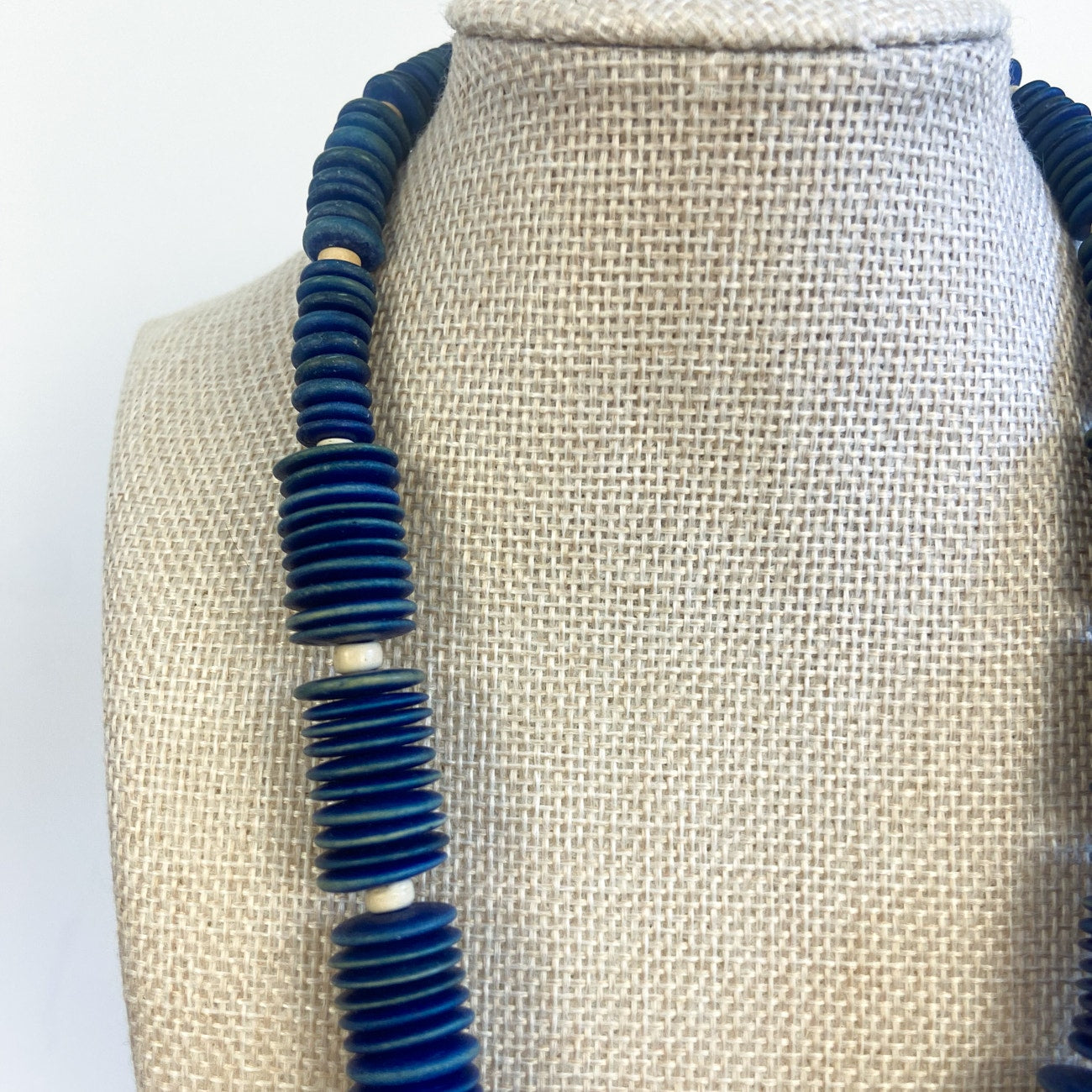 Blue Button Necklace Vintage