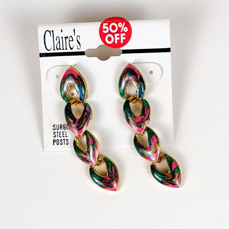 Deadstock Claire's Chunky Enamel Dangly Earrings