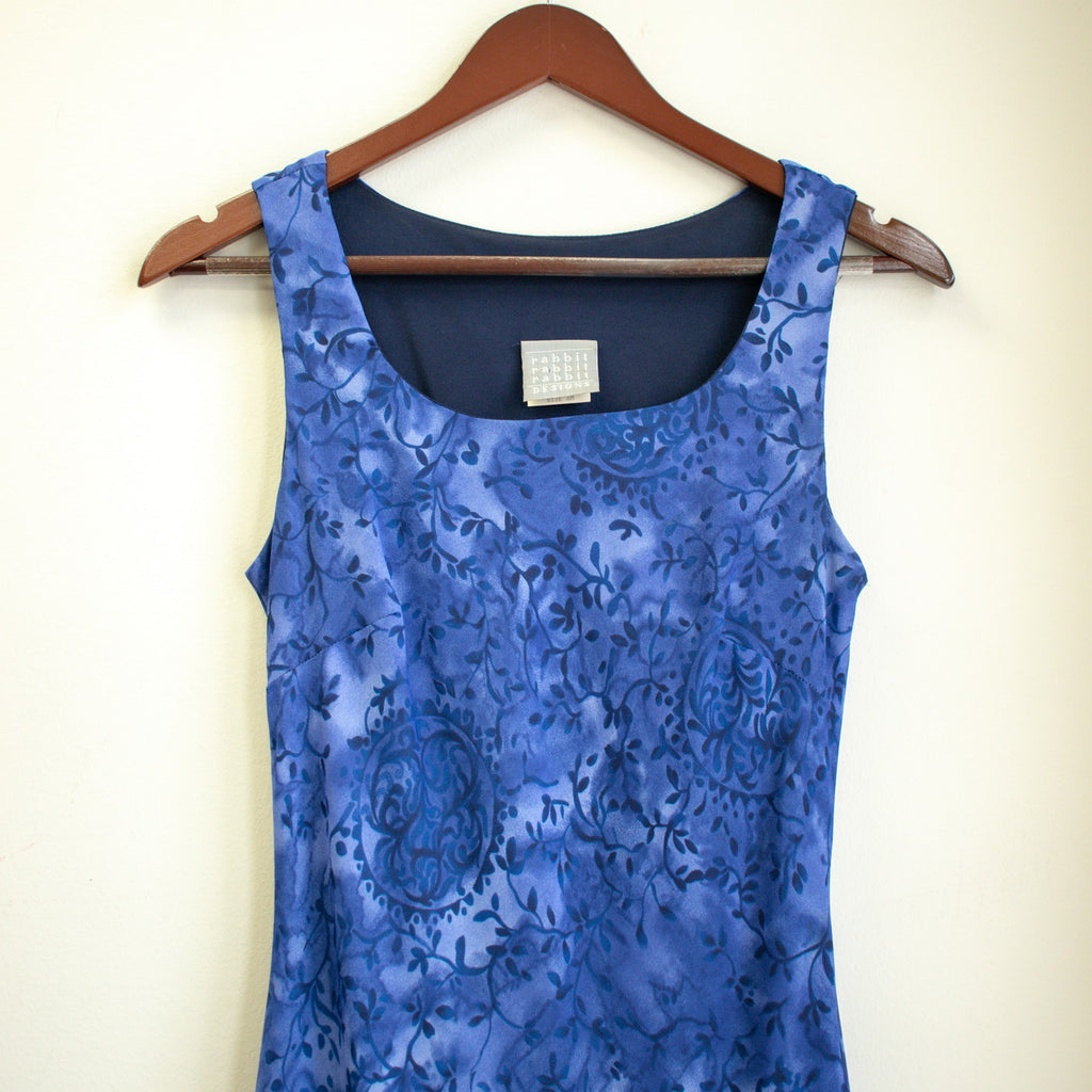 Vintage rabbit rabbit rabbit Designs Paisley Blue A-Line Dress Size Small