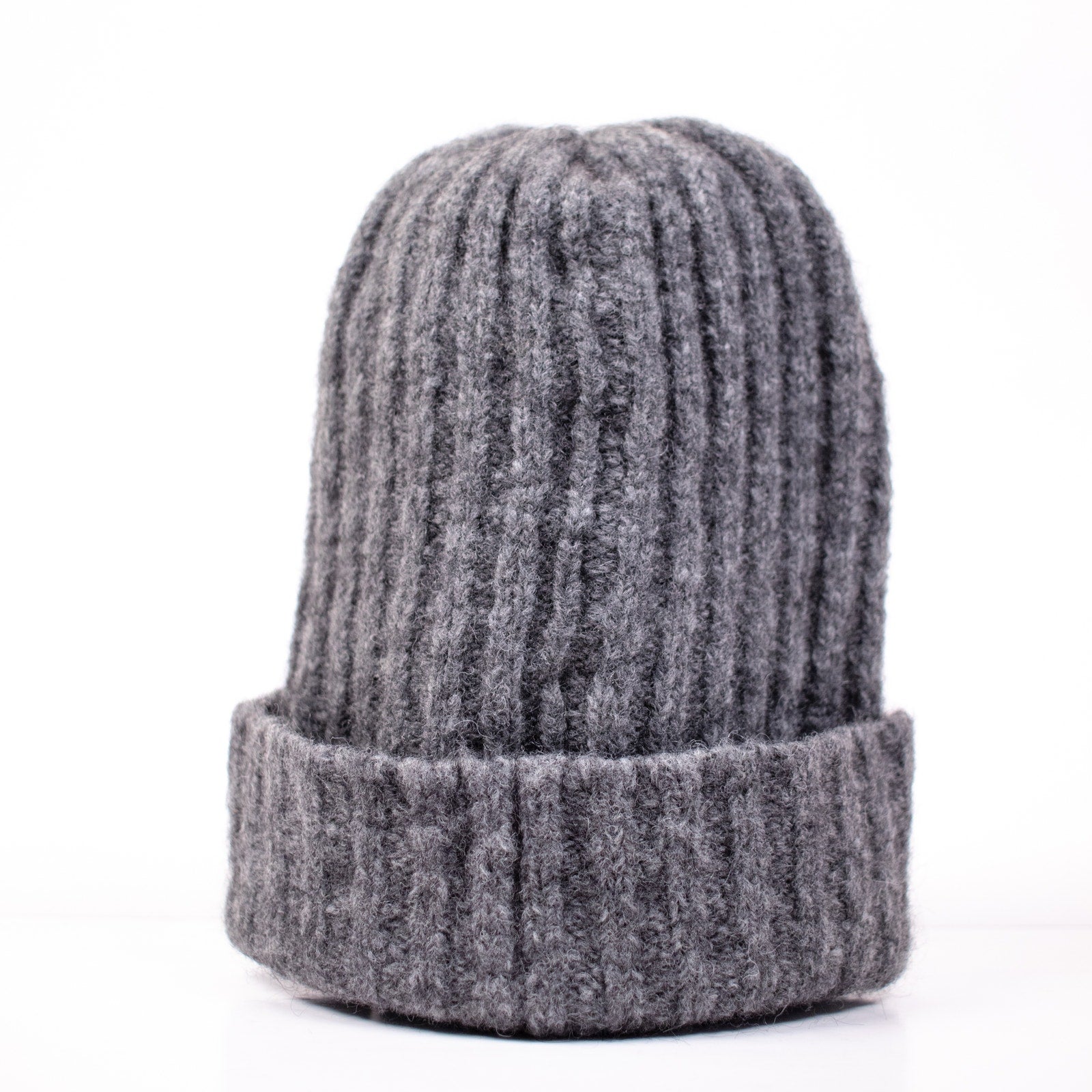 Hyer Goods Charcoal Alpaca Chunky Wool Rib Beanie