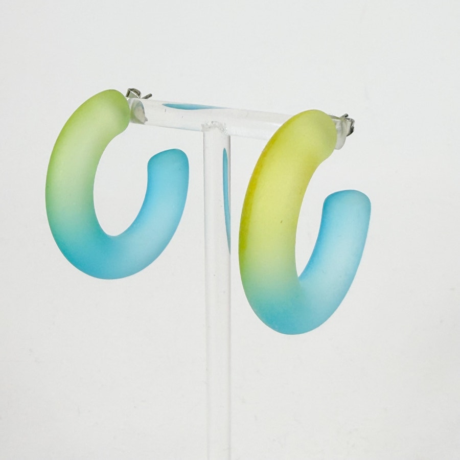 Chunky Matte Ombre Hoops Lime Green & Turquoise
