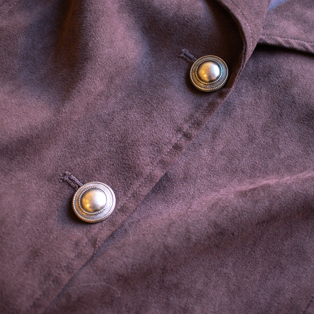 Sag Harbor Stretch Burgundy Suede Collared Blouse Size Medium