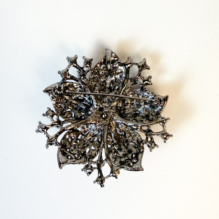 Dazzling Purple and Lavender Silver-Tone Flower Brooch