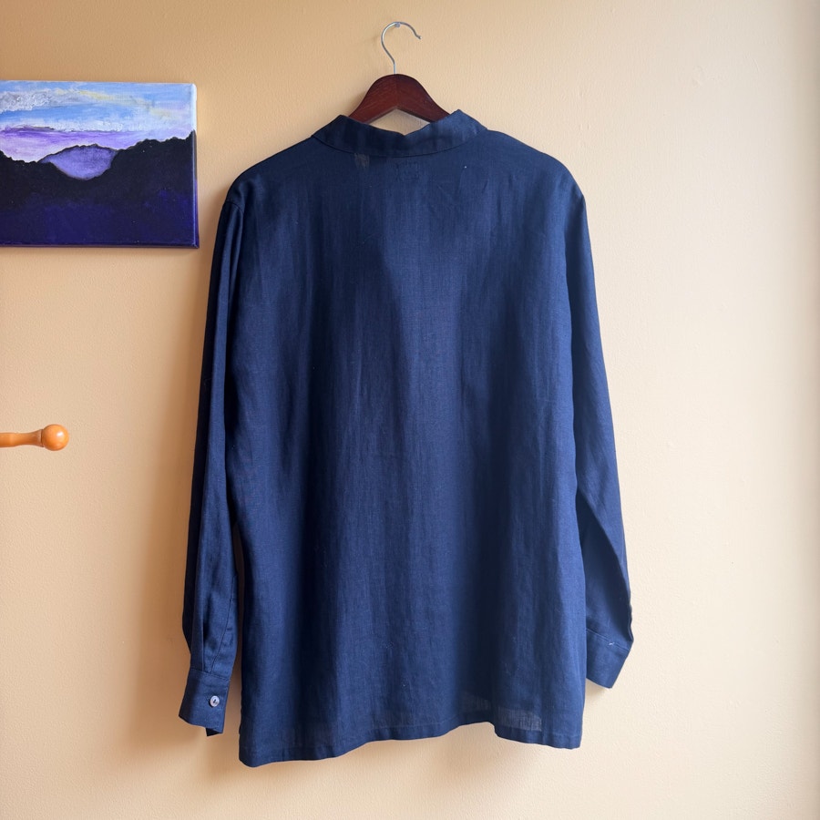 100% Linen Black Button Down