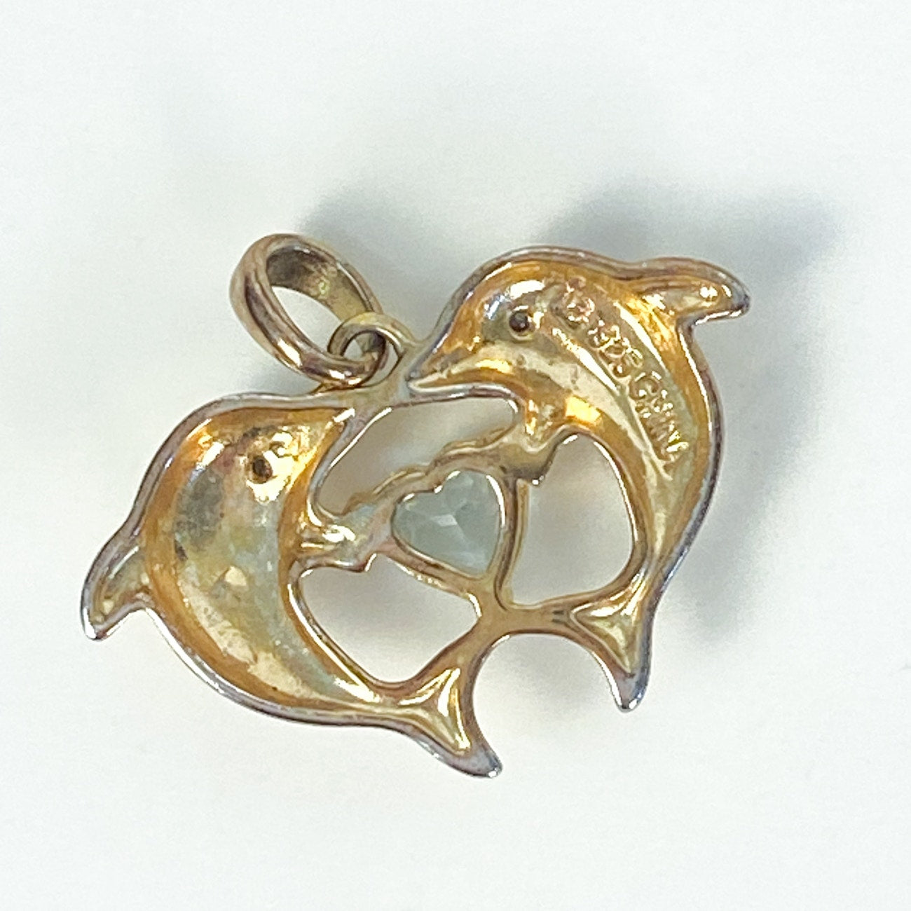 Kissing Dolphin Pendant .925 Sterling Silver