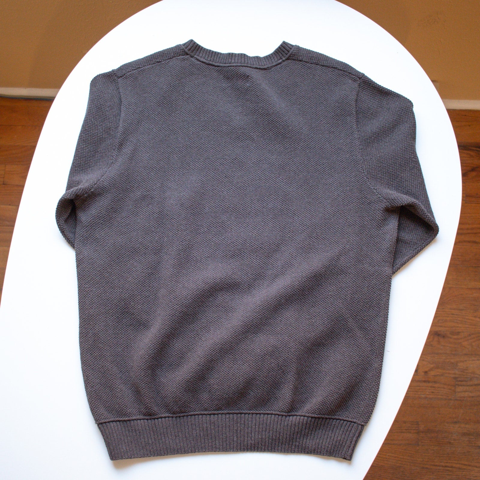 John Bartlett Consensus 100% Cotton Dark Brown V Neck Sweater Size Large