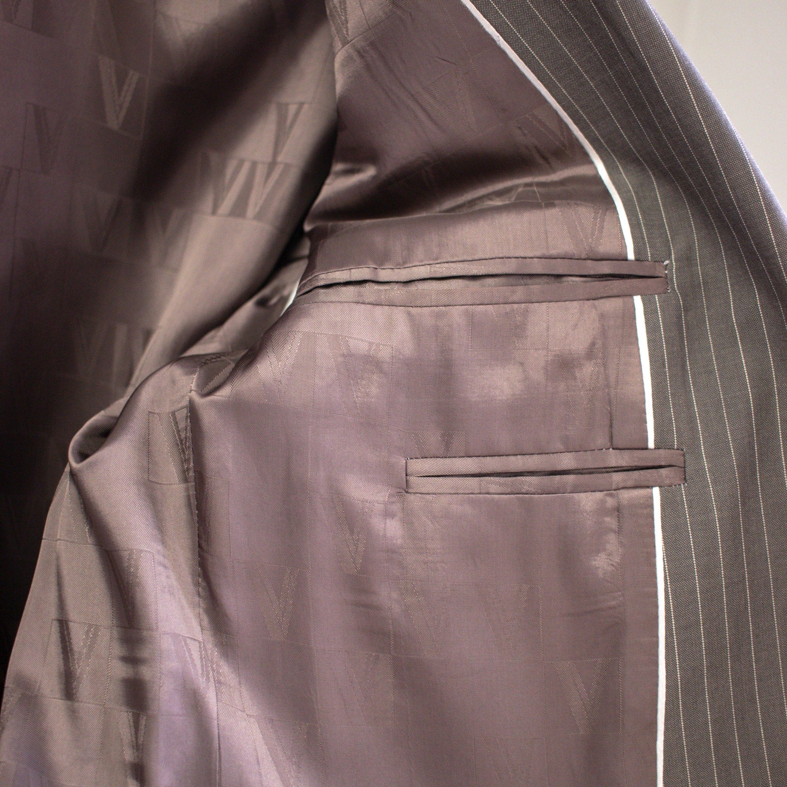 Versace Wool Pinstripe Suit Size 38R