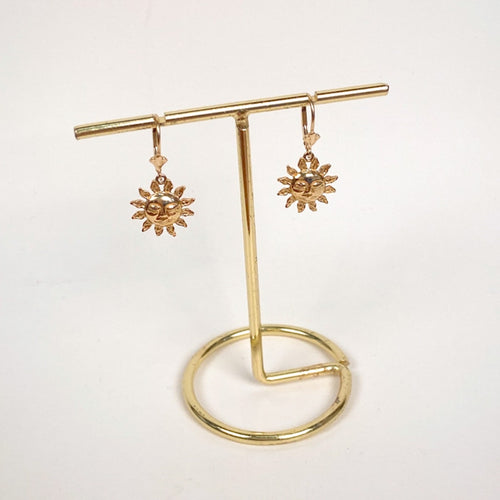 14K Yellow Gold Sun Celestial Charm Earrings