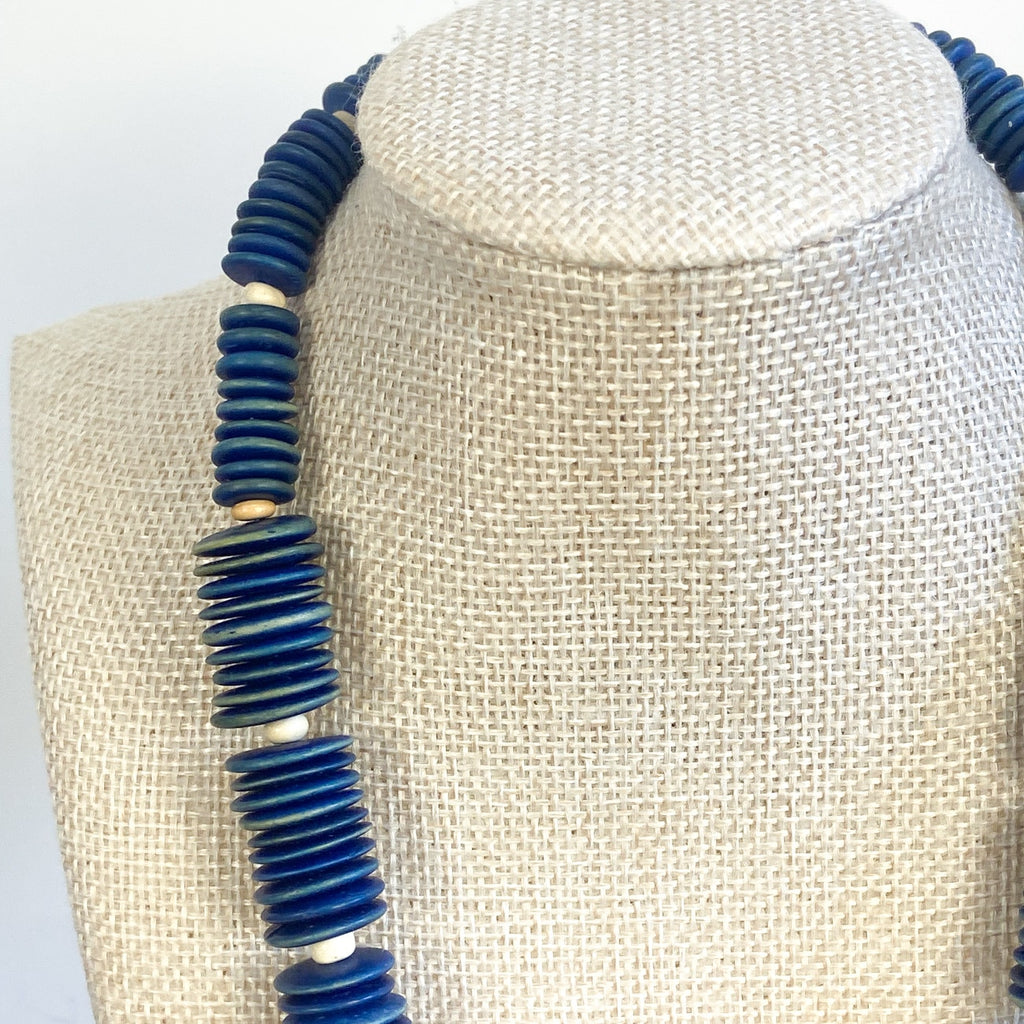 Blue Button Necklace Vintage