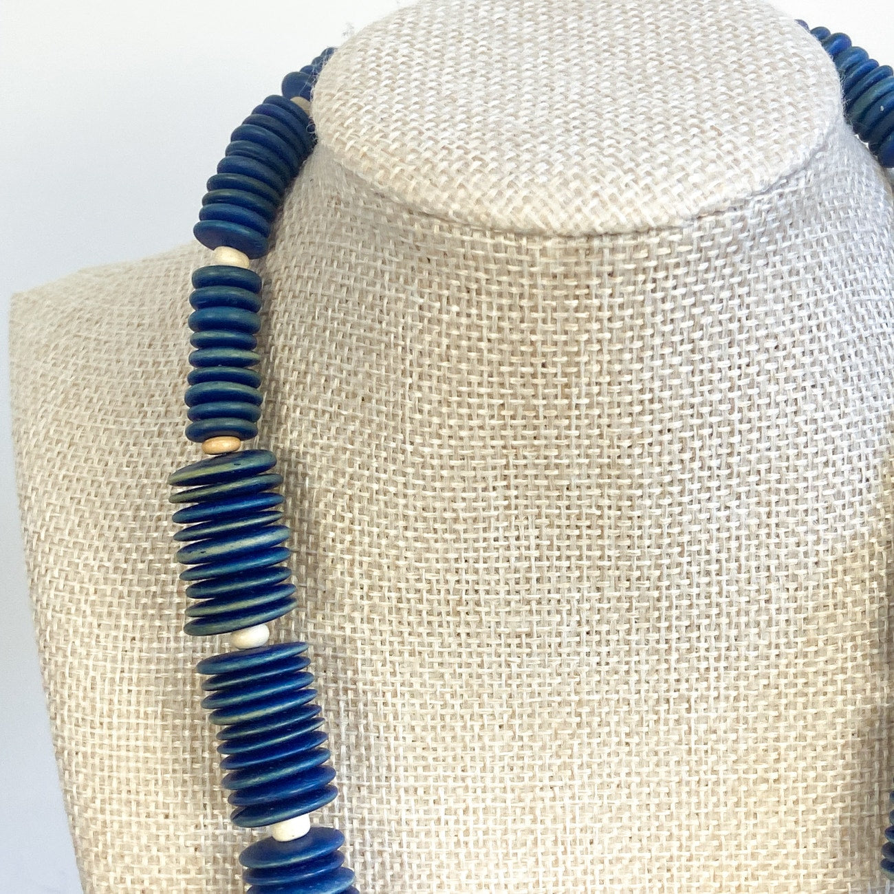 Blue Button Necklace Vintage