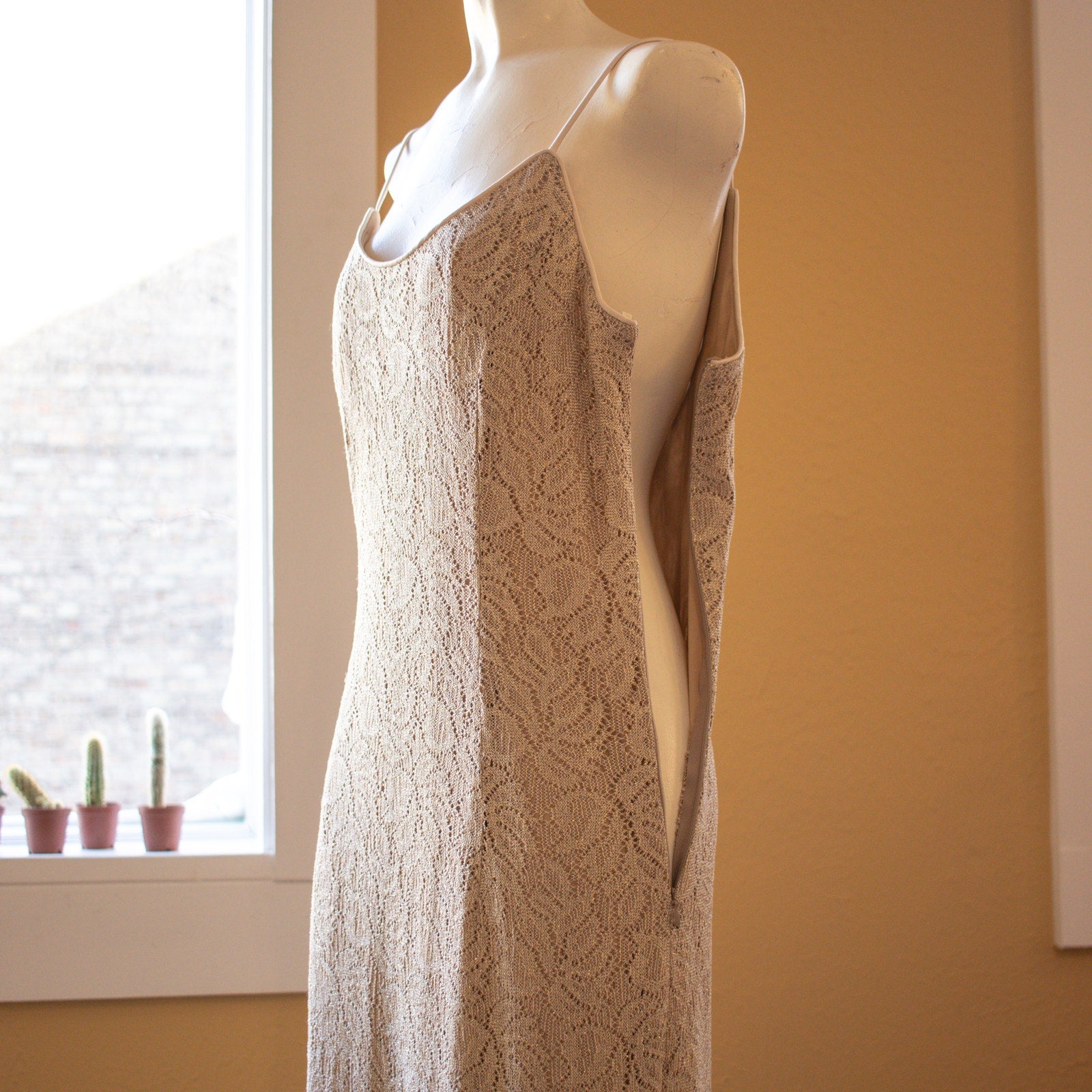 Vintage Strappy Gold Gown Size 8