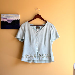 Linen Blend Summery Vintage Shirt Size 6