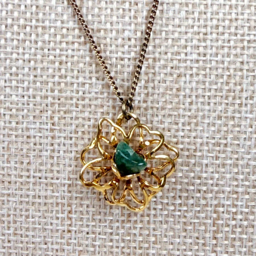 Gold Tone Flower Pendant Necklace