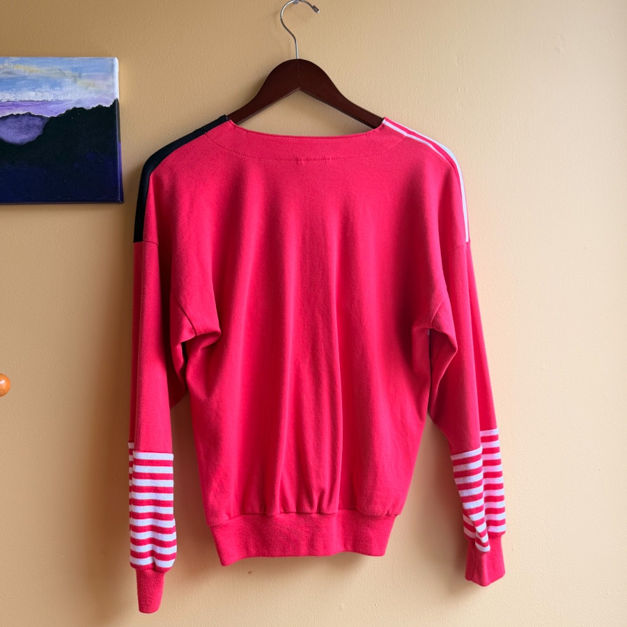 Made in USA Vintage Striped Colorblock Black and Red Pullover Sweatshirt