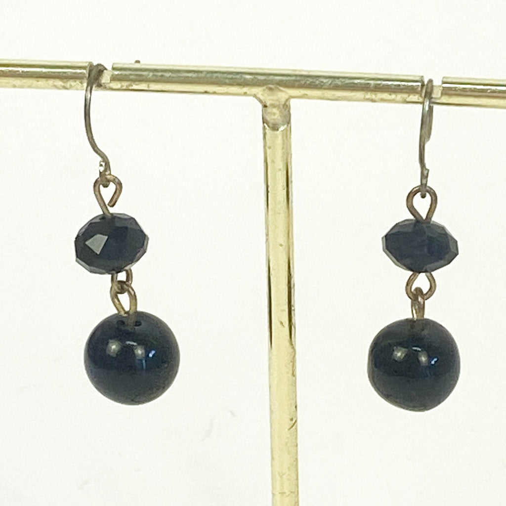 Dangly Earrings Black 1.5 Inches