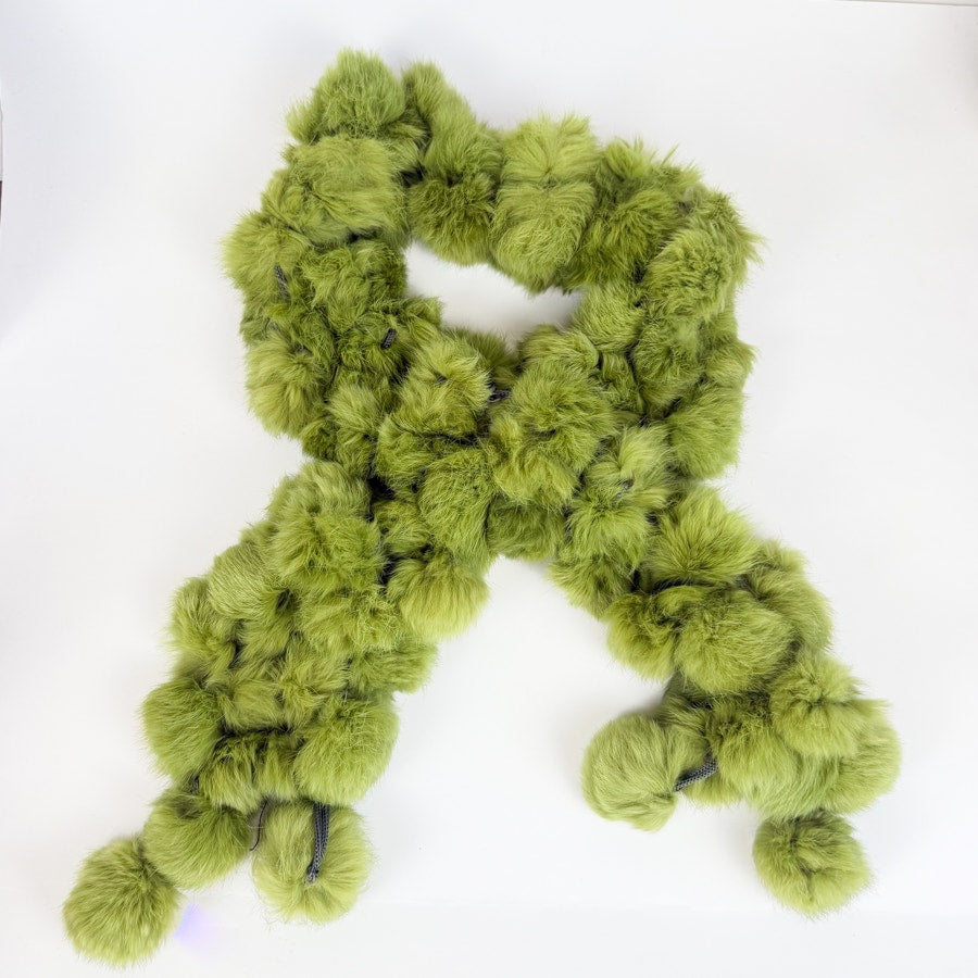 Vintage Green Knitted Soft Rabbit Fur Scarf Collar Stole