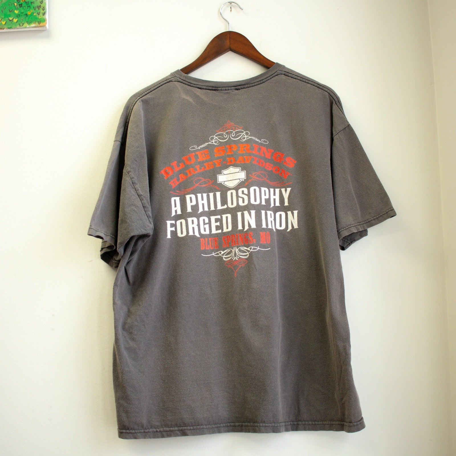 Harley Davidson Bleached Worn grey Tee Oversized Tee Size Large