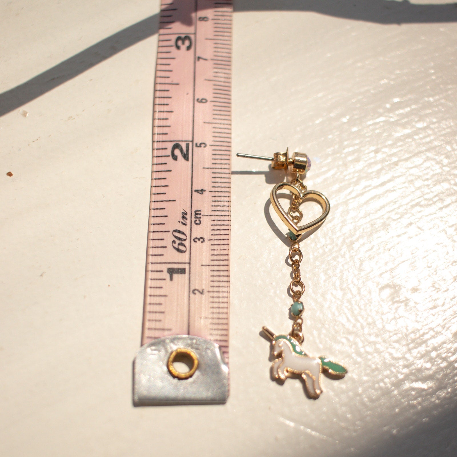 Bedazzled Unicorn Heart Gem Dangle Earrings