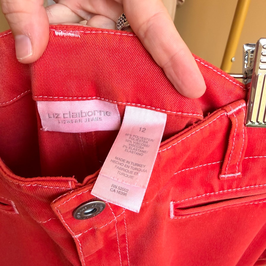 Liz Claiborne Stretch Straight Leg High Waisted Red Pants