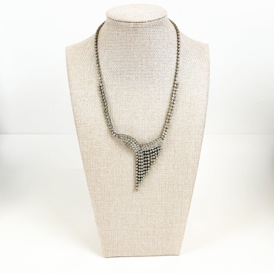 Vintage Rhinestone Fringe Necklace