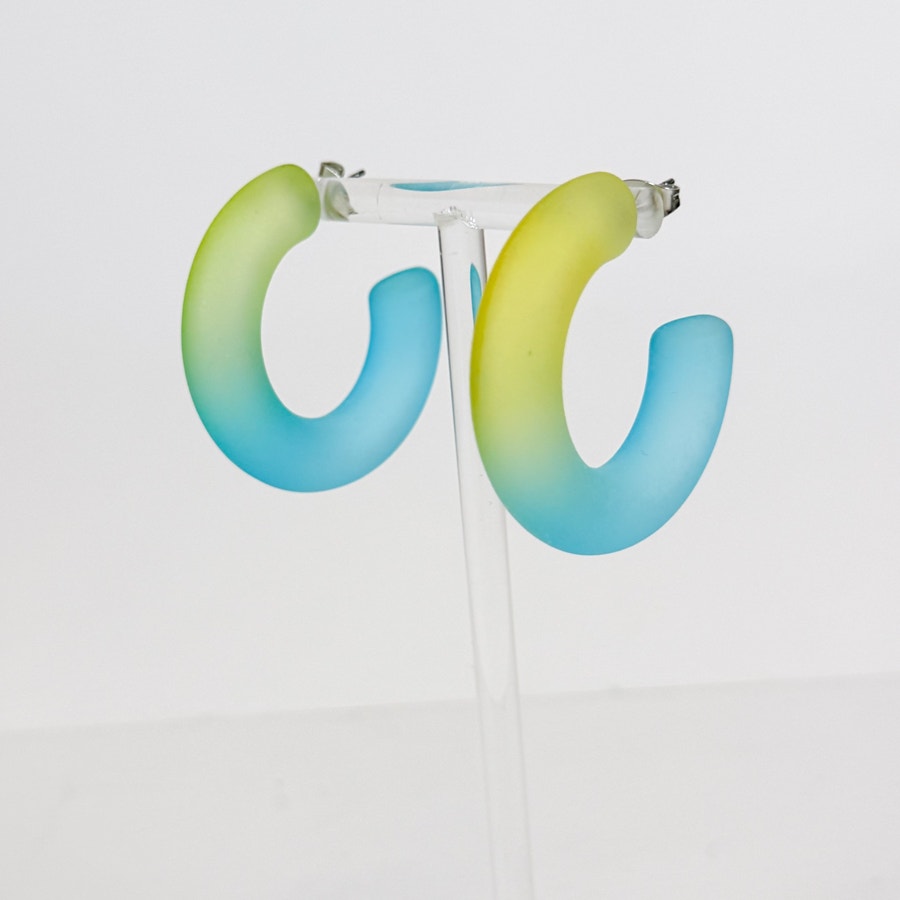 Chunky Matte Ombre Hoops Lime Green & Turquoise