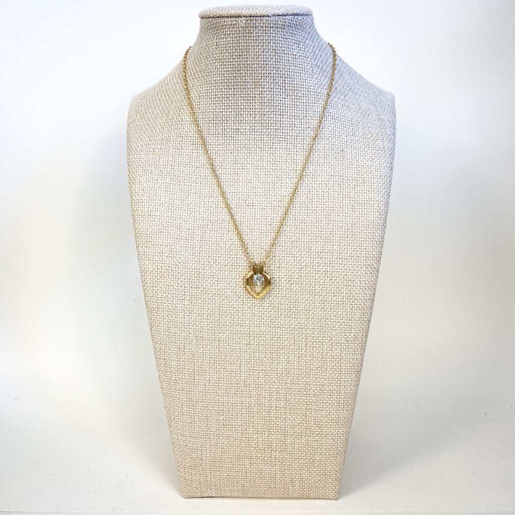 Tuscan Mom Aesthetic Gold Necklace Rhinestone Gold Tone Necklace