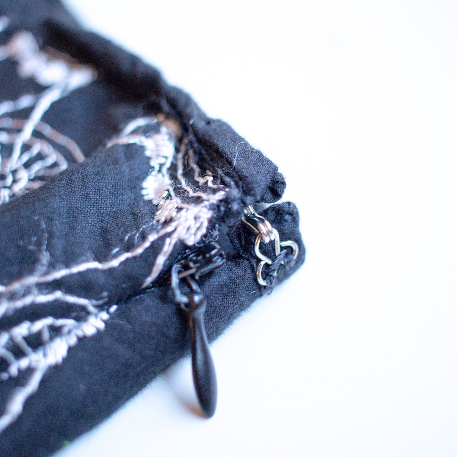 Femme Vintage Black and White Floral Stitchery Lined Maxi Skirt Size Small