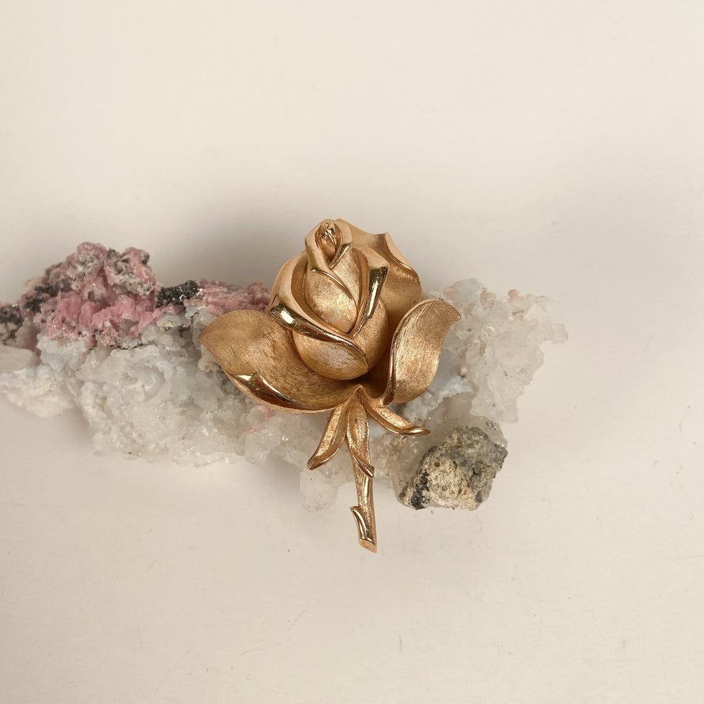 Gold Tone Trifari Rose Brooch