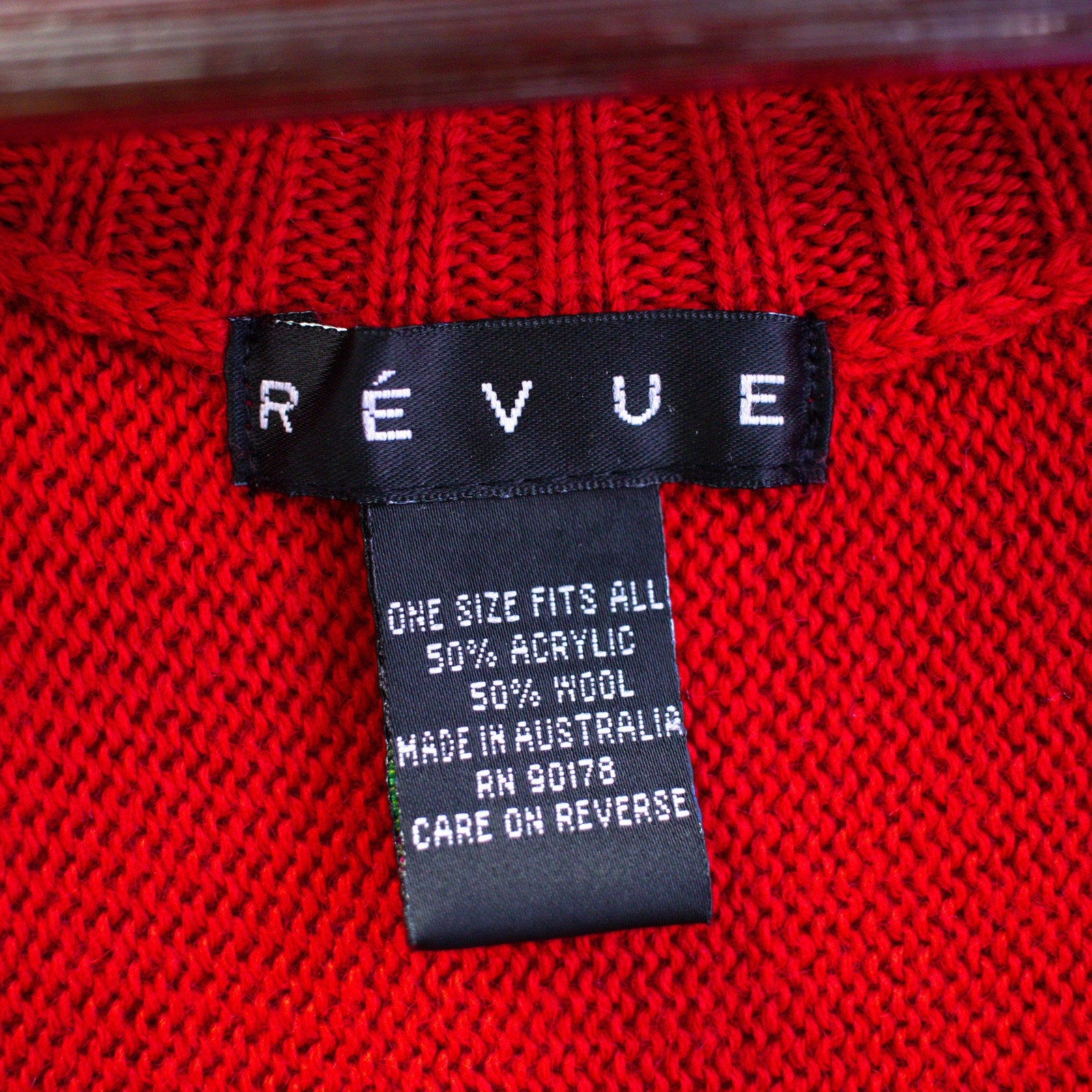 Vintage Red Poncho Long Sleeve Sweater One Size