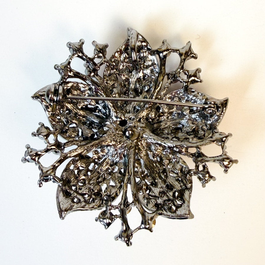 Dazzling Purple and Lavender Silver-Tone Flower Brooch